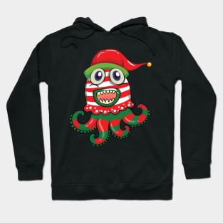 Christmas theme with monster in christmas hat Hoodie